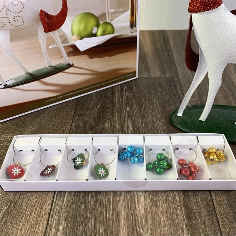 Pier 1 Imports Reindeer Drink Wine Charm Set